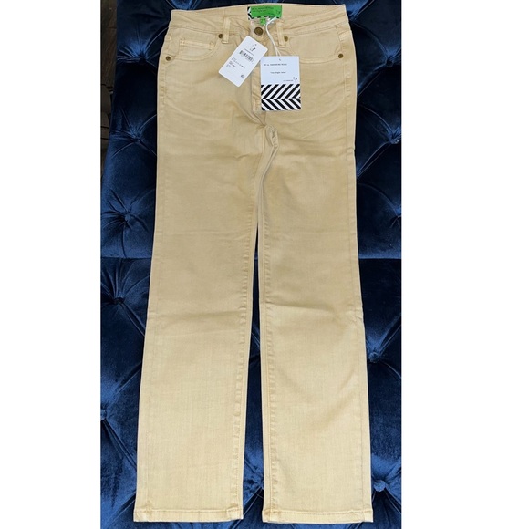 Sandrine Rose xFree People Sunflower Beige Straight Leg Jeans Sz27 - Picture 4 of 16